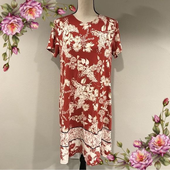 J. Jill Dresses J Jill Wearever Perfectt Shirt Floral Red Dress Poshmark